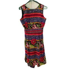 POSITIVE ATTITUDE Dress 6 Floral Resort Tropical Open Back Feminine Fair Isle